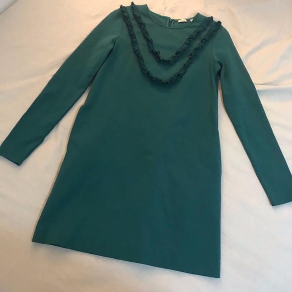 Sunday Best (Aritzia) Green ruffle-front long-sleeve dress size S - Picture 2 of 14